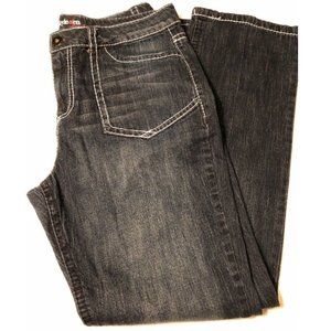 Style & Co Barely Boot 14 Blue Dark Thick White Stitch Jeans Adorable 31"